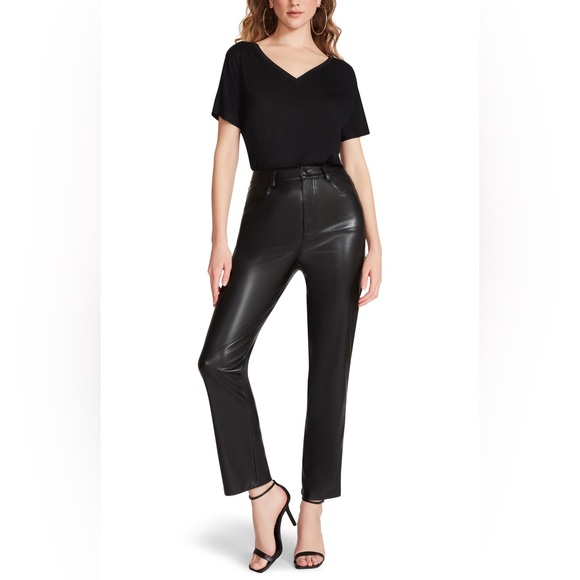 BB Dakota Jet Black Vegan Leather Trousers - Picture 1 of 5
